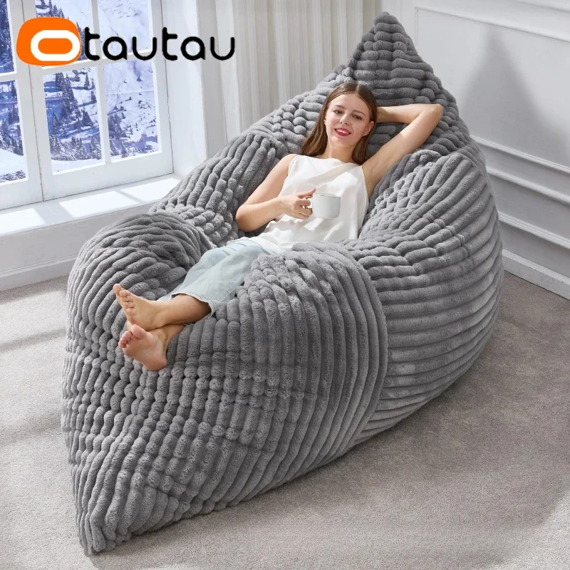 OTAUTAU 140 x 180 cm dicker, weicher Kunstfell-Sitzsackbezug Pillowsac DD190【Kein Füllmaterial innen! Sie müssen selbst den Füllstoff kaufen!】 Image