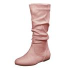 FGUUTYM Women's Boots High Top Cowboy Boots Flat Heel Western Boots Ankle Boots Leather Renaissance Slip On Boots Transition Boots Stacked Women's Hiking Boots Cowboy Boots Cowgirl Boots, pink, 4 UK