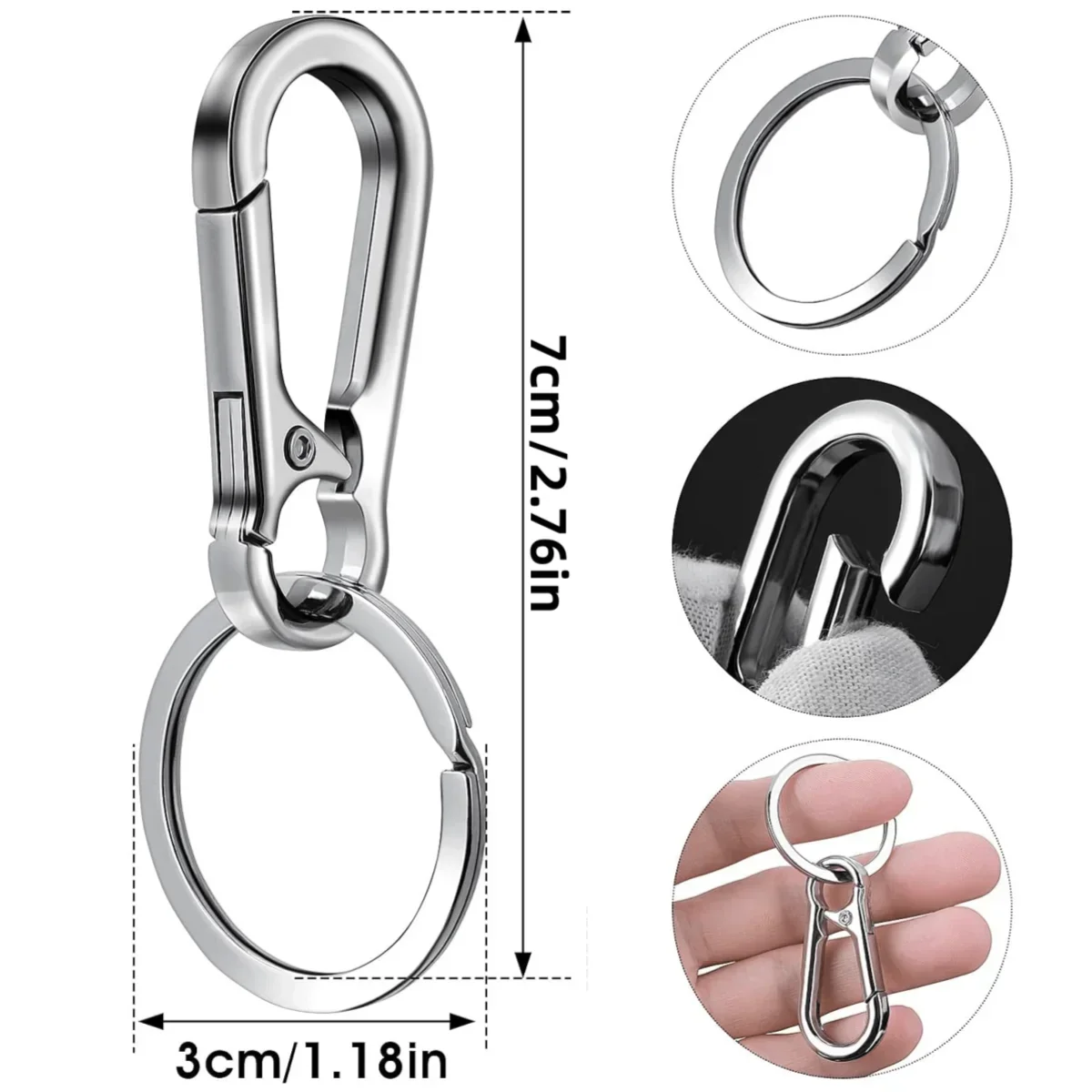 4 stücke Klassische Edelstahl Kürbis Schnalle Schlüsselbund Ringe Taille Gürtel Clip Anti-verloren Schnalle Hängen Mode Schlüssel Ring Auto männer Geschenk Image