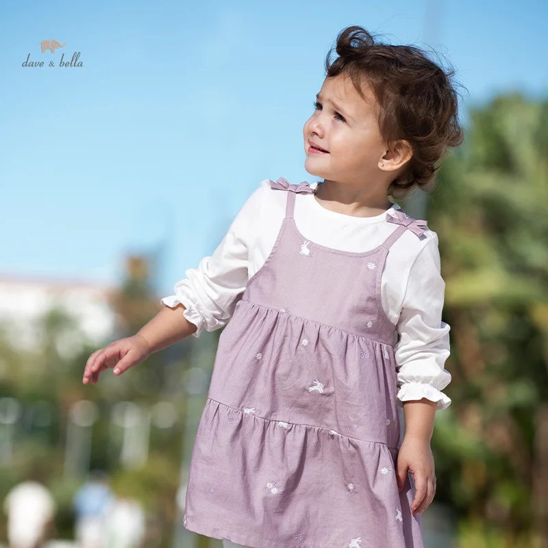 Dave Bella Mädchen Prinzessin Kleid Kinder Kinder neue Frühling lila sanfte süße schöne Mode lässig Party im Freien db1248396 Image