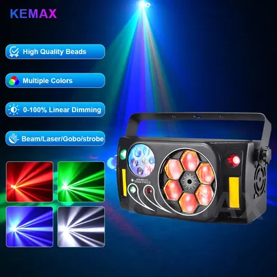 Dj Equipment 80W 6in1 Bee Eye Disco Party Lights DMX Beam Laser Strobe Gobo RGBW Sound Control Stage Effect Light For Christmas
