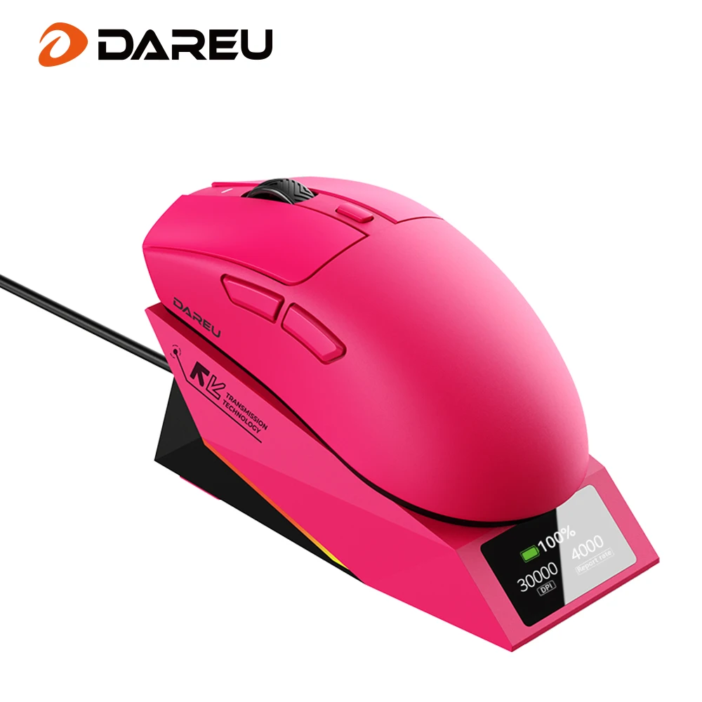 DAREU Kabellose Gaming-Maus, 8 kHz, Pollingrate AIM-750 (3950), 30000 DPI, Tri-Mode-Gamer-Maus, 60 g, mit Ladestation Image