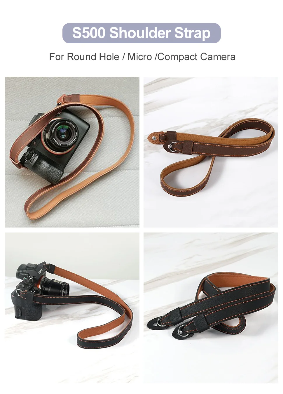 Kamera-Schultergurt Handgelenkschlaufe im Retro-PU-Leder-Stil für Sony A7iii A7 Nikon Z30 Fujifilm Canon R50 DSLR Kamera-Zubehör Image
