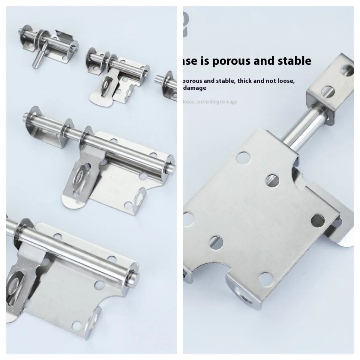 1 Set solide Schiebeschrauben Riegel Haspe Edelstahl Türriegel Home Hardware Tor Sicherheit Toilette Türschloss Image