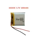 Batteria Li Lipo di ricambio ai polimeri di litio da 3,7 V 600 mAh 603030 JST 2 pin 1.0/1.25/1.5/2.0/2.54mm connettore per fotocamera GPS LED