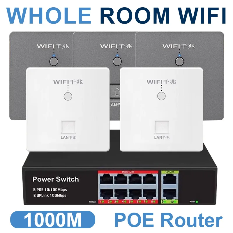 WIFI Router Wand Embedded Panel Smart 5G Ethernet Wireless Signal Extender 1000Mbps POE Router Steckdose Image