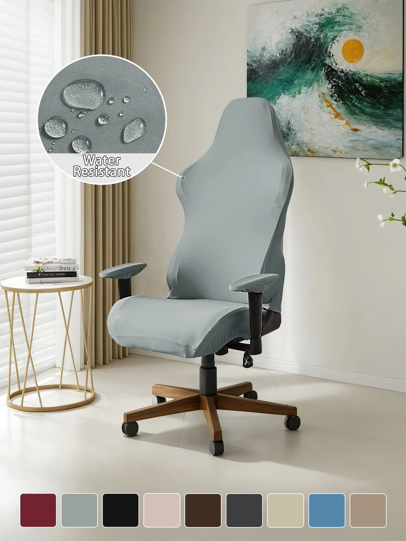 4 Stück/1 Satz wasserdichte Stuhlhussen in mehreren Farben für Gaming-Stühle, wasserabweisende Stuhlhussen für Bürostühle Image