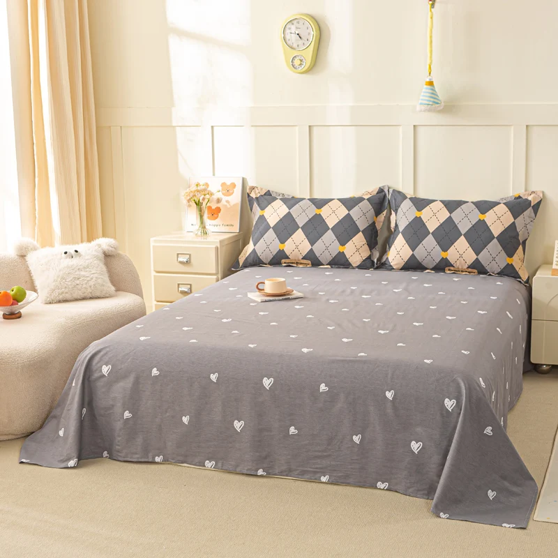 Drap plat de lit 100% coton pour lit Double, drap-housse uni de couleur unie, drap plat simple/Queen/King, linge de lit pour la maison