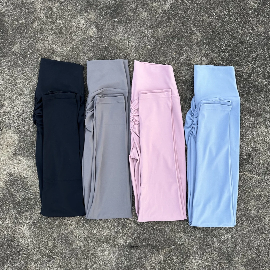 Sexy Einfarbig Hohe Taille Yoga Legging Weiche Zurück Taille Falten Scrunch Frauen Sport Hose Engen Butter Athletisch Gym Squat beweis Image