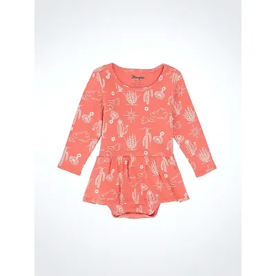 Wrangler Baby Girls Desert Icons Skirted Bodysuit Coral Size 24 Months