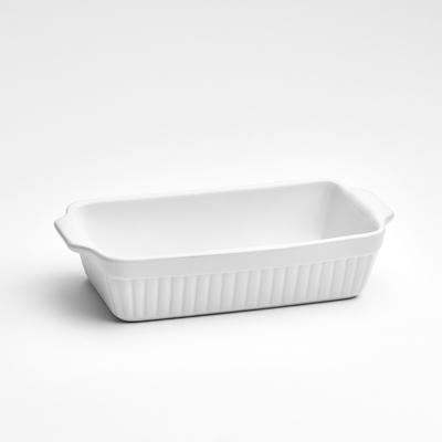 Auflaufform VAN WELL "Backform rechteckig, 29,8 x 16 x 6,4 cm, mit Rillenstruktur", weiß, B:30cm L:16cm, Keramik, Auflaufformen, weiß, spülmaschinen- und mikrowellenfest Image