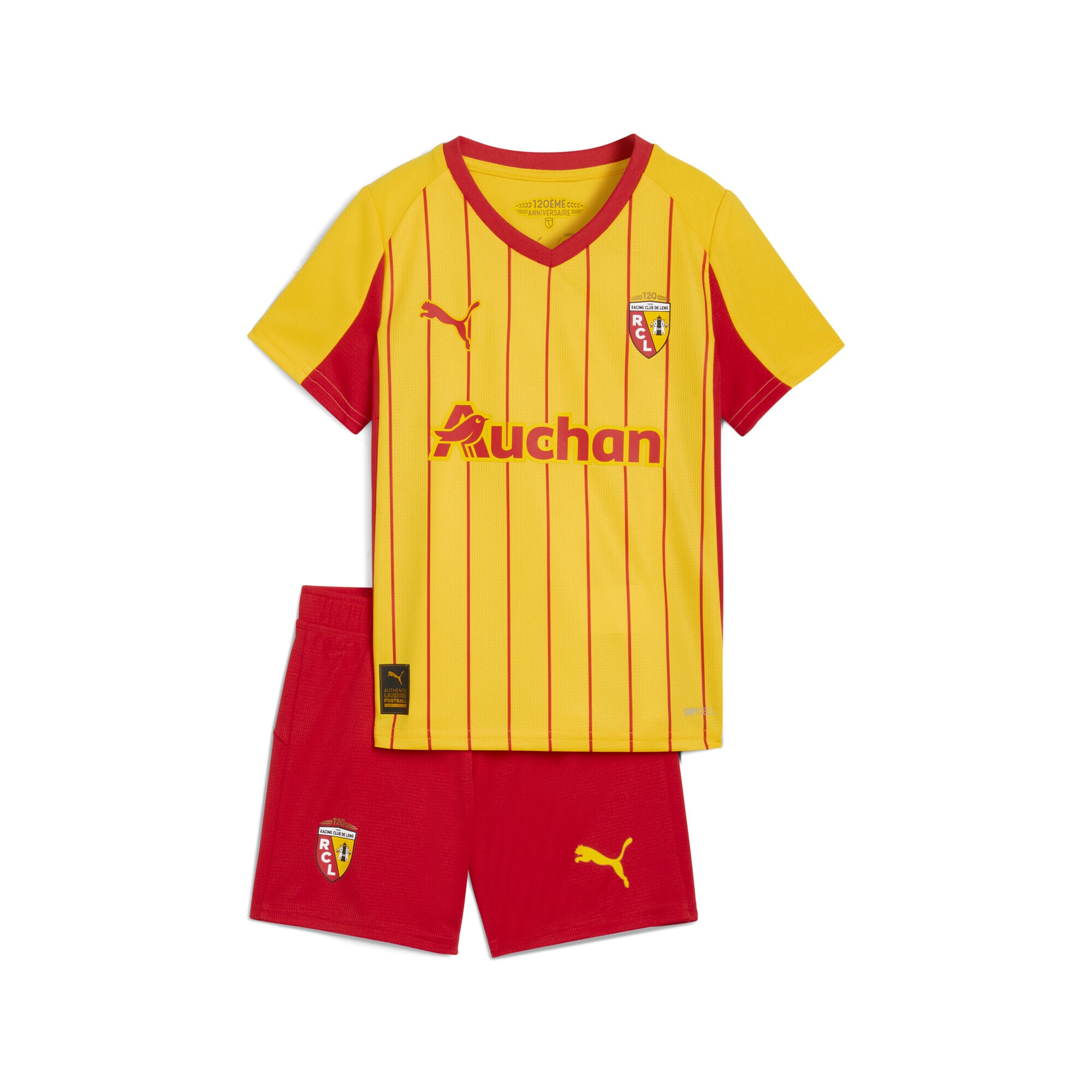 Trainingsanzug PUMA "RC Lens 25/26 Heimtrikot-Minikit Kinder", Herren, Gr. 116, rot (pelé gelb rot), Obermaterial: 100% Polyester; Rippe: 100% Polyester, Sportanzüge Image