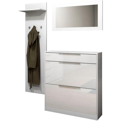 Garderoben-Set BORCHARDT MÖBEL "Olivia", weiß matt, hochglanz, Spanplatte, Kastenmöbel-Sets Image