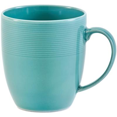 Becher VAN WELL "Kaffeebecher Jive, 400 ml, 6 Stück", blau (türkis), B:12,50cm H:10,00cm Ø:9,00cm, Porzellan, Trinkgefäße, dezentes Spiraldekor, spülmaschinen-und mikrowellengeeignet Image