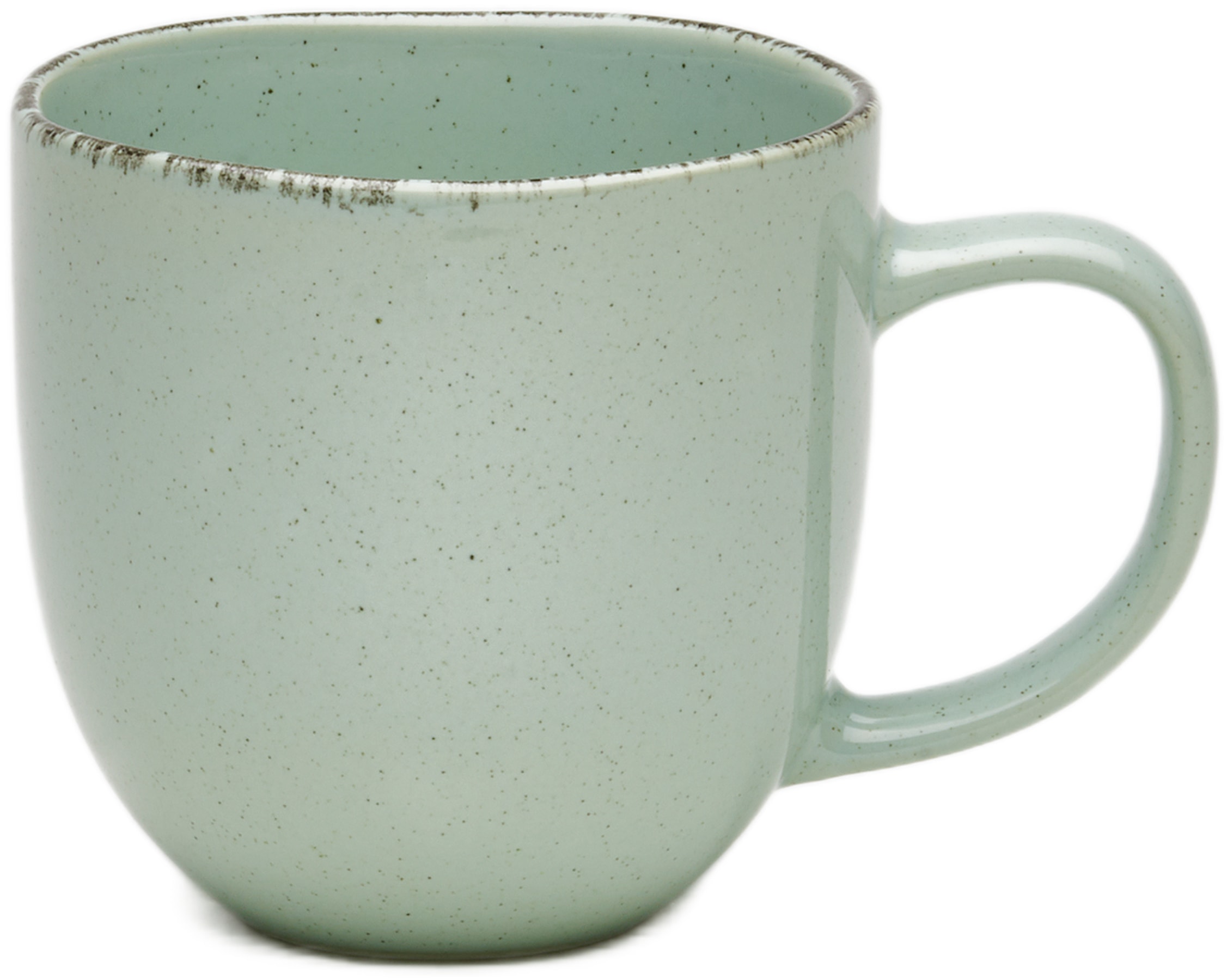 Becher VAN WELL "Kaffeebecher Urban, 32 cl, 6 Stück", grün, B:12,5cm H:8,7cm Ø:8,8cm, Steinzeug, Trinkgefäße, spülmaschinen- und mikrowellengeeignet Image