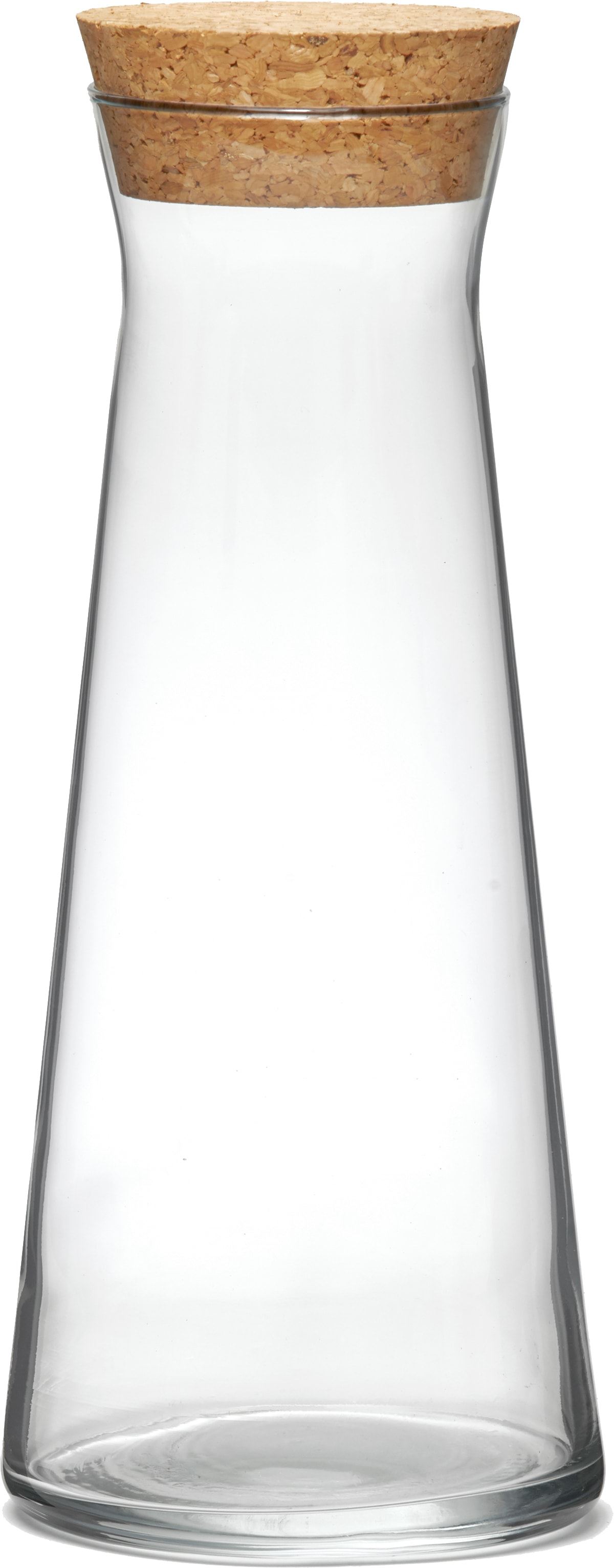 Karaffe VAN WELL "Glas-Karaffe mit Korkdeckel "Eco", 1,0 Liter", beige (transparent, natur), H:25,5cm Ø:10,5cm, Glas, Karaffen, ideal für Wasser, Saft oder Limonade