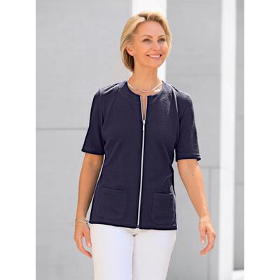 Shirtjacke CLASSIC BASICS "Shirtjacke", Damen, Gr. 48, blau (marine), 98% Polyester, 2% Elasthan, unifarben, Rundhals, Kurzarm, Shirts Image