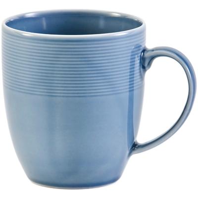 Becher VAN WELL "Kaffeebecher Jive, 400 ml, 6 Stück", blau, B:12,50cm H:10,00cm Ø:9,00cm, Porzellan, Trinkgefäße, dezentes Spiraldekor, spülmaschinen-und mikrowellengeeignet Image