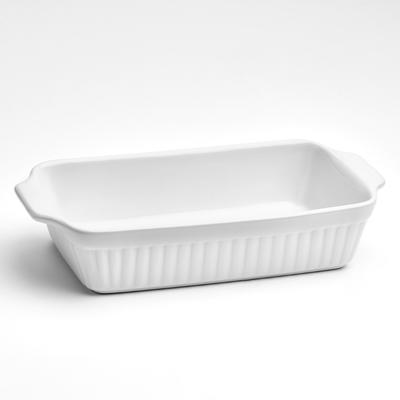Auflaufform VAN WELL "Backform rechteckig, 36 x 20 x 7,4 cm, mit Rillenstruktur", weiß, B:36cm L:20,5cm, Keramik, Auflaufformen, weiß, spülmaschinen- und mikrowellenfest Image