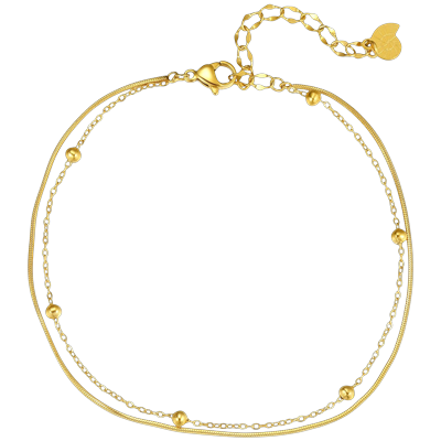 Hey Happiness Doppelte Fußkette mit Kugeln, aus Edelstahl Gold Damen Image