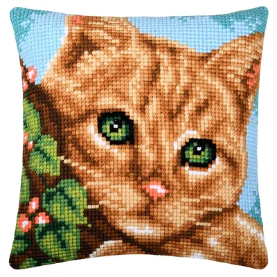 Kreuzstichkissen Katze Green Eyes Image