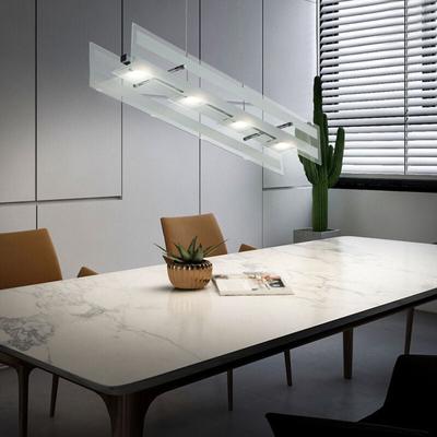 Pendelleuchte Glas Hängelampe Deckenlampe Chrom led Wohnzimmerleuchte mit Höhenverstellung, silber, Image