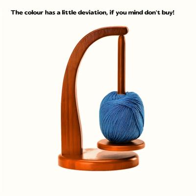 TEMU 1pc Wooden & Storage Organizer - Natural Wood Yarn Winder With , Light/dark Brown - Perfect Gift For Knit & Crochet Enthusiasts, Yarn Storage Image