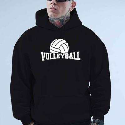 TEMU Volleybalt Youth Autumn And Winter Plush Sweater Men's Clothing Free Hoodie Clothing Printed Top Men's Gift Image