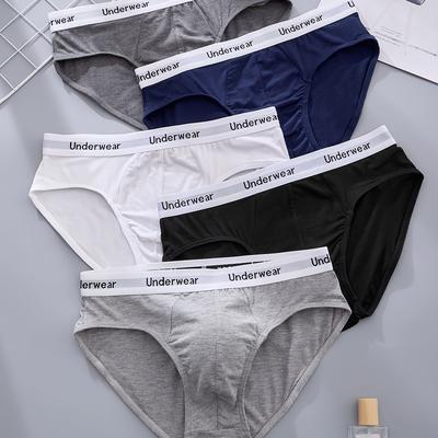 "TEMU 5pcs Men's Boxer Briefs With "underwear" Waistband - Soft, Breathable Viscose Blend, Elastic Fit, Non-constricting - Ideal Gift For Men" Image