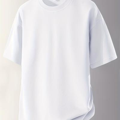 TEMU Men's Summer Casual Short Sleeve T-shirt - Solid Color Round Neck Regular Fit Tee For Outdoor, Parties & Sports | Breathable Fabric, Versatile Style For Adults & Teens, Summer T Shirts Image