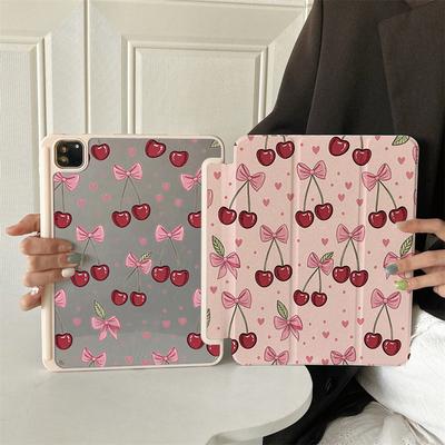 "TEMU Chic Cherry & For Ipad Case - Fits Air 6, Air 5, 4 & For Ipad 10 (10.9"") - Shockproof Synthetic Leather Cover, For Ipad Pro 2024, Air M3/a16 2025, Ideal For Meetings, Travel & Family"