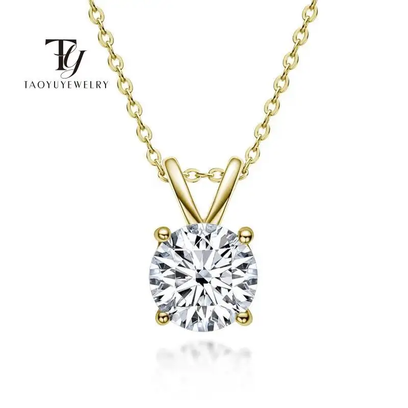 TY 925 Sterling Silber 1-5 Karat Moissanit für Frauen Sterling Sier vergoldet D Farbe Durchmesser Verlobung Hochzeit Halskette edlen Schmuck Image