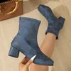 Wildlederstiefel für Damen, Retro-Stil, geteilte Zehenschuhe, höhenvergrößernde Stiefeletten, Slip-on-Freizeitstiefel, hohe Damenschuhe