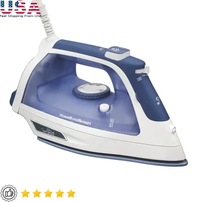 Full-Size Durathon Steam Iron Non-Stick Sole Plate 1500W Adjustable Steam 250ml Water Capacity Auto Shut-Off Scratch-Resistant