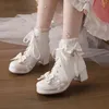 White Ankle Boots for Women Autumn Winter 2025 Black Pink Short Boot Low Heels Sweet Lolitas Shoes Girls Waterproof Large Size