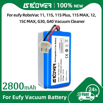SKOWER 2800 mAh Roboter-Akku für Eufy RoboVac 11,11S Plus, 12,15C MAX,30,30C Max, G10 Hybrid, G20, G35, G30, G40 Staubsauger Image