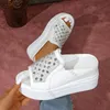 Comemore Sommer Frauen Plattform Keile Hausschuhe Weiß Peep Toe Außerhalb Tragen Strass Rutschen frauen Schuhe Hochhackige Sandalen