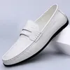 Frühling neue klassische weiße Slipper weiche Sohle Komfort Mokassin Designer formelle Business-Lederschuhe Echt leder Hochzeits schuhe