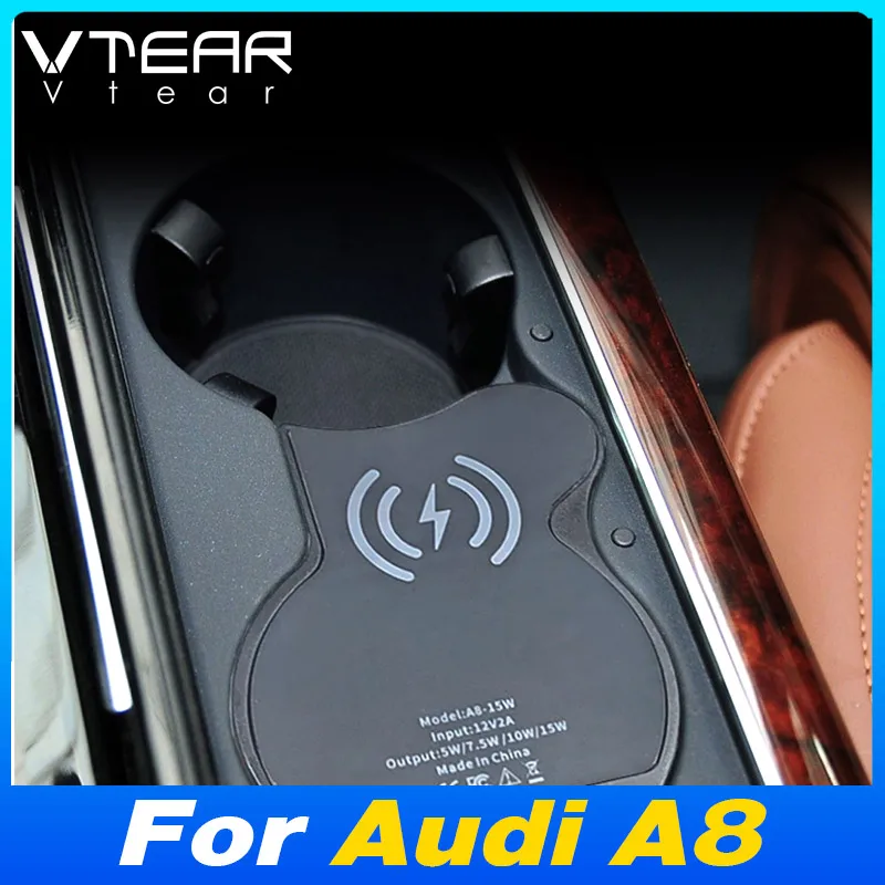 Für Audi A8 2011-2024 Auto Drahtlose Ladegerät 15W Schnelle Handy Lade Platte Adapter Innen Modifikation Auto zubehör Image