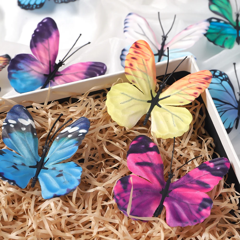 10/20/30PCS 8cm Schmetterling Aufkleber Gefälschte Schmetterlinge Für Handwerk Künstliche Schmetterling Wand Dekor Für Hause schlafzimmer Hochzeit Dekor Image