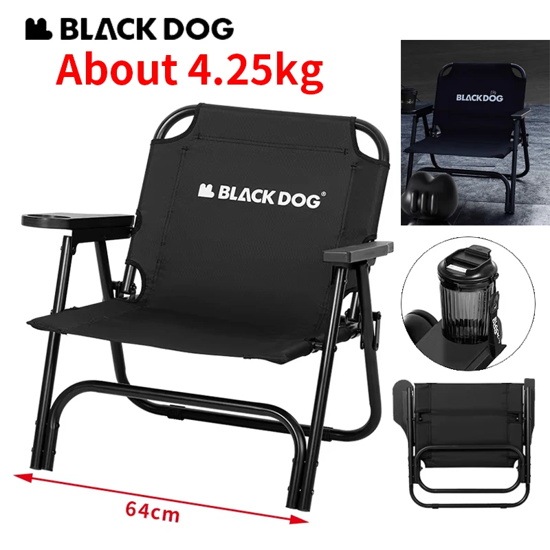 Naturehike BLACKDOG Camping Klappstuhl Carbon Legierung Rohr 600D Oxford Outdoor Angeln Sessel Mit Getränkehalter Hohe Last 150 kg Image