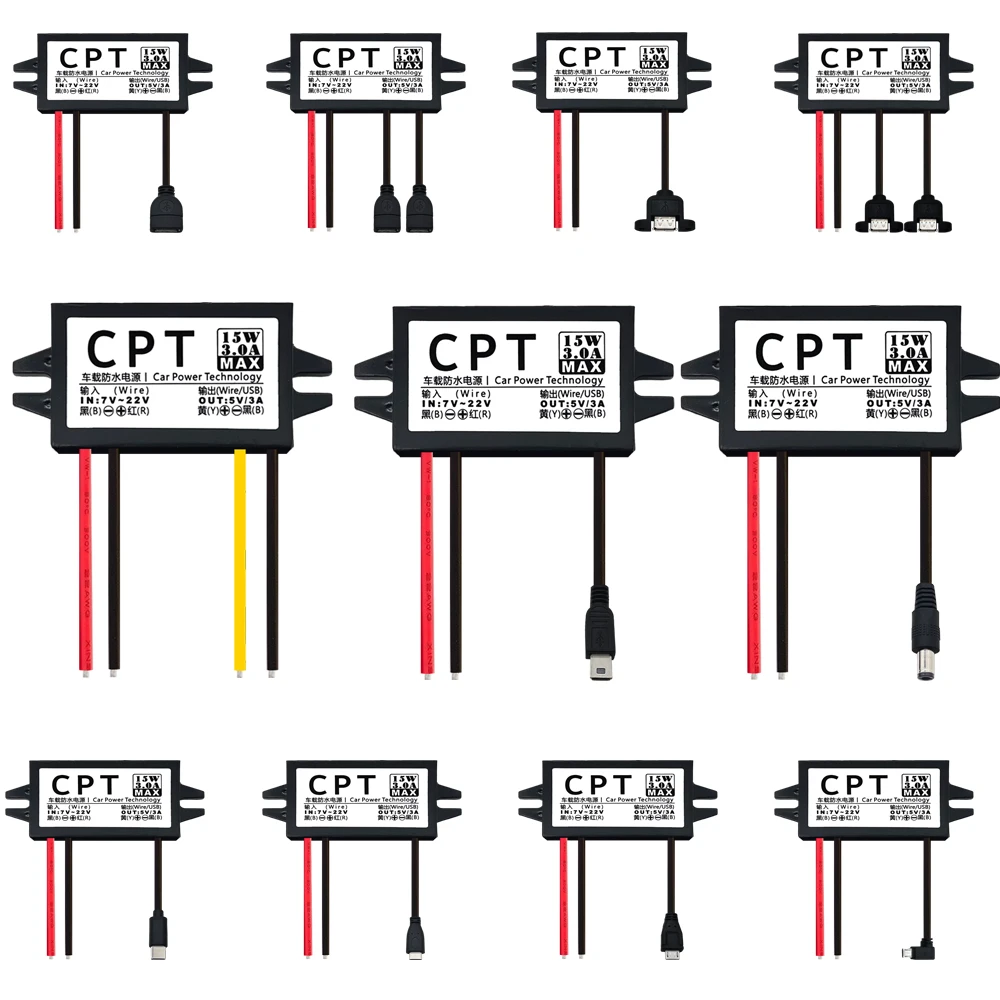DC-DC Step Down Buck Converter Netzteil Modul 12V zu 5V 3A 15W für Auto Männlich Weiblich USB Mini USB Micro USB Adapter Image