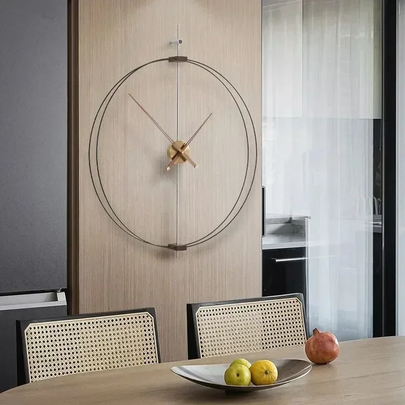 Moderne Ästhetische Wanduhr Luxus Schlafzimmer Restaurant Nordic Stille Mode Uhr Massivholz Zeiger Kunst Raum Dekorationen Image
