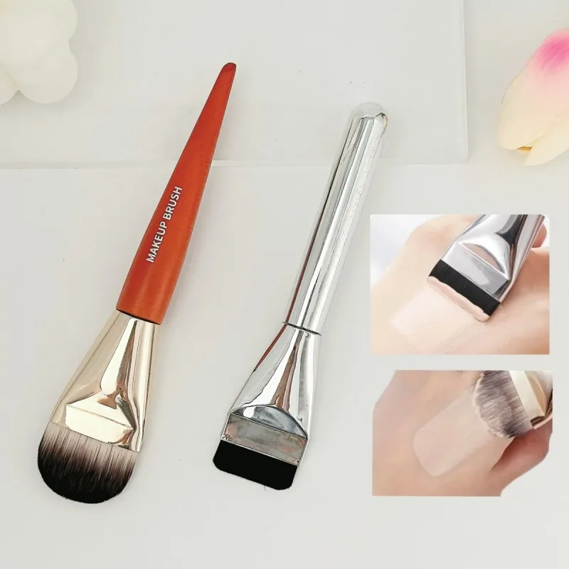 1/2 Stück ultradünner Foundation-Pinsel – leichter Make-up-Pinsel mit flachem Kopf, für BB-Creme, Concealer, flüssige Foundation, Gesichtsmaske Image