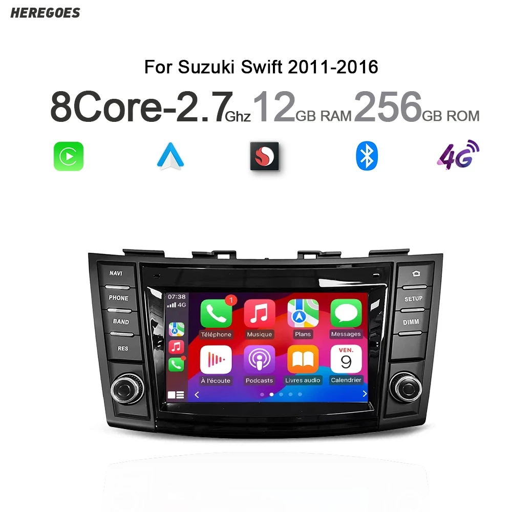 Carplay 7 "Android 14 Auto Radio Multimedia-Player GPS 12G Navigation Stereo 256GB Wifi Bluetooth Für suzuki Swift 4 2011-2016 Image