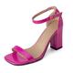 Lizoleor Block Heel Square Toe Patent Ankle Strap Women Sandals Buckle Wide Fit Summer Business Open Toe Party Rose-Red Size 9.5 UK/46