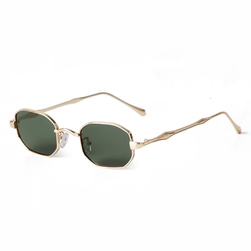 WNCKSQ Rectangle Small Sunglasses for Women Men Retro Vintage Metal Frame Sun Glasses Steampunk Sunglasses Uv400 Polygon(C3 Gold g15)