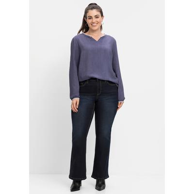 Bootcut-Jeans SHEEGO, Damen, Gr. 40, Normalgrößen, blau (dunkelblau denim), 98% Baumwolle, 2% Elasthan, lang, Jeans Image