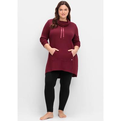 Longshirt SHEEGO "Sweatshirt", Damen, Gr. 56/58, rot (weinrot), 50% Baumwolle, 50% Modal, unifarben, Langarm, Shirts Image