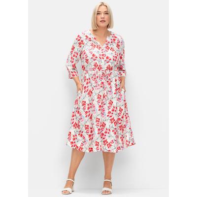 Druckkleid SHEEGO "Kleid", Damen, Gr. 48, Normalgrößen, rosa (rosé, gemustert), 100% Viskose, wadenlang, Kleider Image